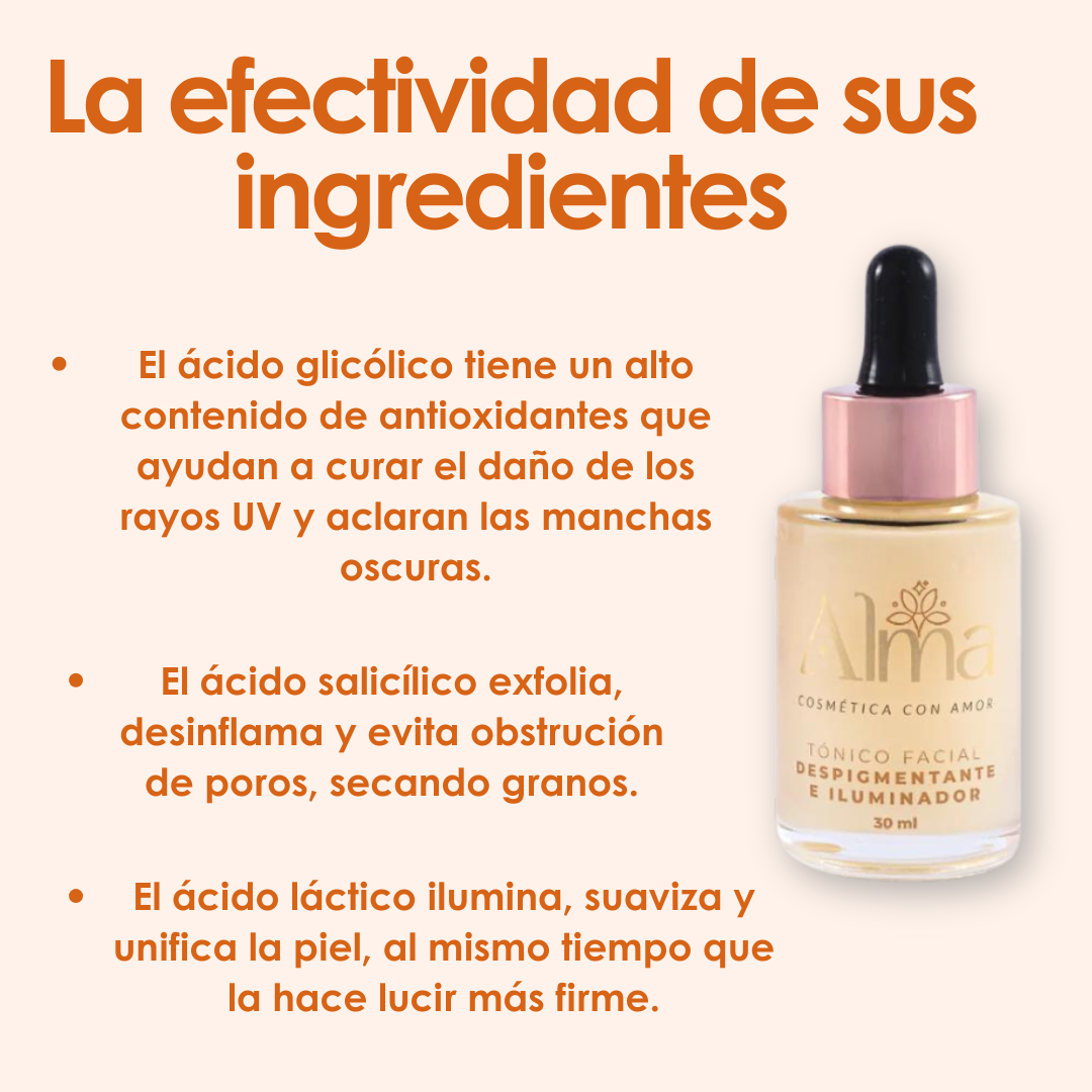 TÓNICO FACIAL DESPIGMENTANTE e iluminador Alma